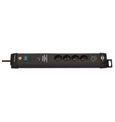 Rallonge multiprises 4 prises + 2 prises USB et parasurtenseur H05VV-F 3G1,5 1,8 mètres