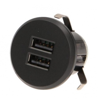 Chargeur double USB encastrable avec alimentation noir