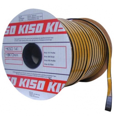 Joint d'étanchéité Kiso 141 en epdm vitrage/châssis épaisseur 2 x largeur 15 mm en bobine de 125 ml coloris noir