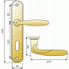 Ensemble sur plaque 234 x 41 mm en laiton poli - Pour porte épaisseur 33 à 46 mm - VERONA clé L