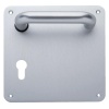 Ensemble aluminium Type Vittel béquille 1380 plaque carrée de 170 x 170 en 2 mm clé l anodisé argent