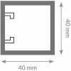 Anti-pince-doigts carré à encastrer - 1,40 m - 40 x 40 mm - noir