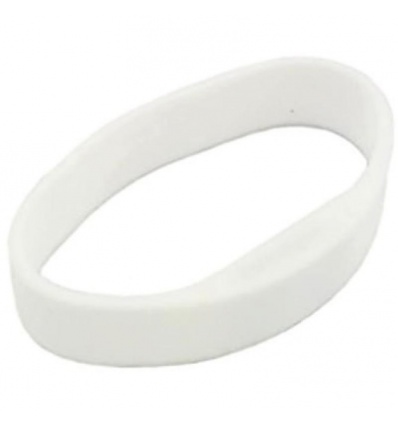 Boite de 10 badges forme bracelets en silicone blanc