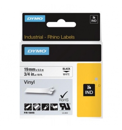 Ruban vinyle pour Rhino 4200 et 5200 étiquette blanche écriture noire 9mmx5,5m