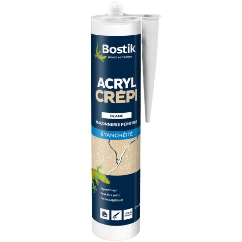 Mastic acrylique ACRYL CRÉPI aspect granuleux pour joints de fissure sur  supports en crépi blanc cartouche de 300ml - Le Temps des Travaux