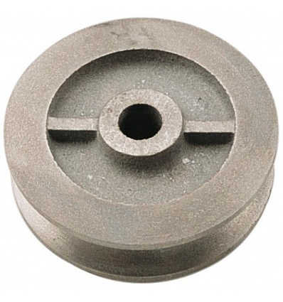 Galet en fonte à gorge carrée diamètre 80 mm pour porte coulissante sur fer plat