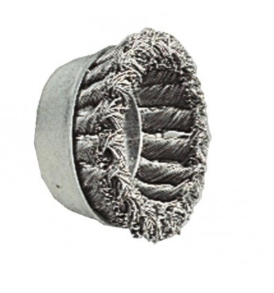 Brosse conique acier torsadé diamètre 100 mm diamètre fil 0,5 mm pour meuleuses axe M14