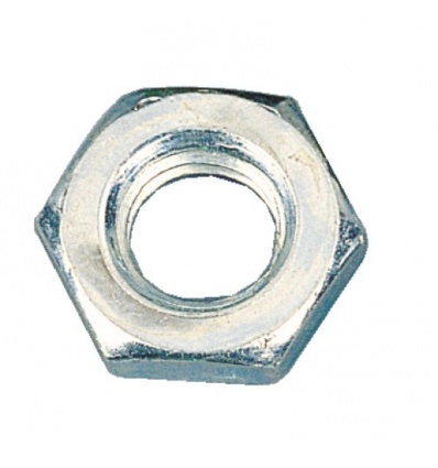 Écrous hexagonaux Hm bas acier zingué blanc classe 6, diamètre 10 mm, boîte de 100 écrous