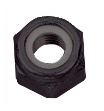 Écrous de sécurité hexagonaux autofreinés Nylstop bague nylon acier zingué noir, diamètre 4 mm, sachet de 100 écrous