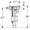 Robinet flotteur WC Geberit type 380 à alimentation latérale coudée 3/8" (12x17)