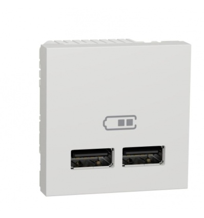 Chargeur USB double 5 Vcc 1A + 2,1 A 2 modules blanc Unica