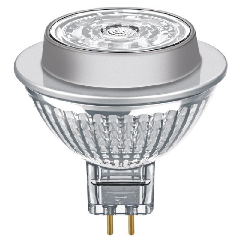 Ampoule GU10 LED 6W 3000K 36° avec réflecteur.