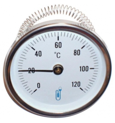 Thermomètre bimétallique à cadran applique 0-120° Ø 63