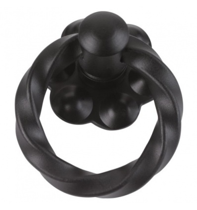 Poignée anneau torsadé rustique fer noir Ø 40 mm