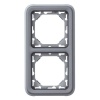Support plaque étanche 2 postes horizontaux Plexo composable IP55 gris