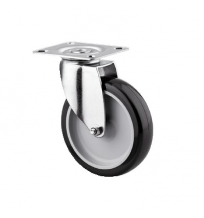 Roulette pivotante fixation à platine roue polypropylène pour collectivités type 1470 PAO, diamètre 50 mm, charge 40 kg