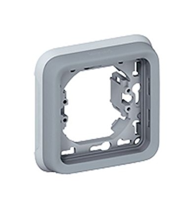 Support plaque étanche 1 poste Plexo composable IP55 gris