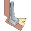 Charnières invisibles 95° - Intermat 9936 W30 - boîtier à enfoncer - entraxe 52 mm - coudure 7 mm