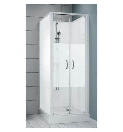 Cabine de douche carrée porte battante Surf 6 à parois en verre opaque 70 x 70 cm