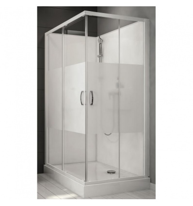 Cabine de douche rectangulaire à portes coulissantes Izibox 2 avec parois en vitrage sérigraphié 80 x 120 cm