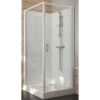 Cabine de douche carrée à porte pivotante Iziglass 2 avec parois transparentes et fond verre 80 x 80 cm