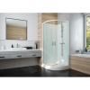 Cabine de douche 14 de rond à porte pivotante Iziglass 2 à parois transparentes et fond verre 90 x 90 cm