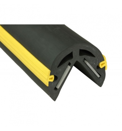 Protection dangles de murs PARGOM en SEBS jaune et noir avec un fer plat de fixation longueur 2m diamètre 95mm