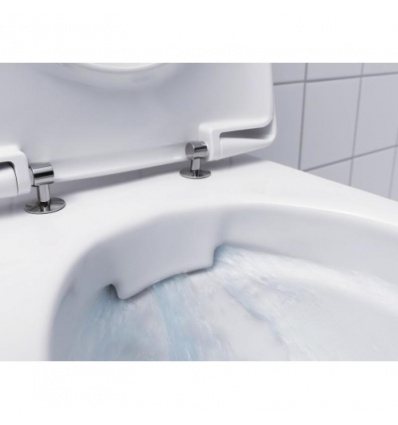 Cuvette WC suspendue sans bride Renova Rimfree avec abattant frein de chute blanc