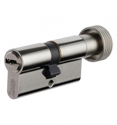 Cylindre double à bouton de sûreté type velix 30 x b30 laiton nickelé 5 clés réversibles brevetées