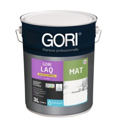 Peinture acrylique murs plafonds et menuiseries intérieures Gori Laq Mat coloris blanc bidon de 3l