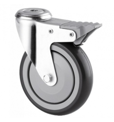 Roulette pivotante à blocage fixation à oeil roue polypropylène pour collectivités diamètre 100 mm charge 70 kg type 1677 PIP