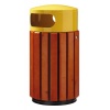 Corbeille extérieure bois métal 40 litres à poser Zeno coloris BoisJaune colza