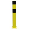 Poteau de protection acier avec platine Pot noir et jaune tube Ø 90mm hauteur 120 cm