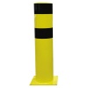 Poteau de protection acier avec platine Pot noir et jaune tube Ø 90mm hauteur 120 cm