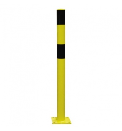 Poteau de protection acier avec platine Pot noir et jaune tube Ø 273mm hauteur 120 cm