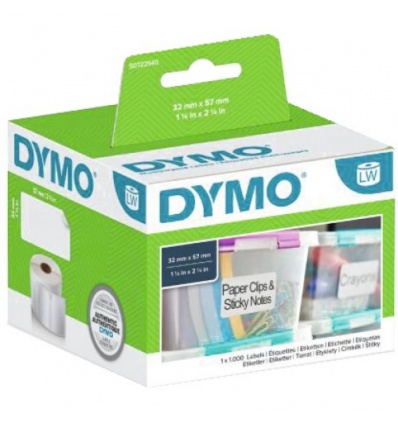 Étiquettes DYMO LW multiusages 57x32mm autoadhésives noir sur fond blanc rouleau de 1000 étiquettes