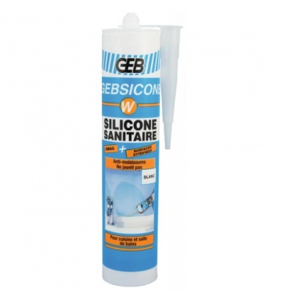 Mastic sanitaire silicone acétique Gebsicone W coloris blanc cartouche 310 ml