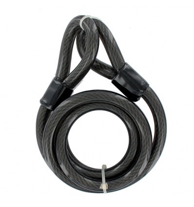 Cable acier gaine en pvc noir avec 2 boucles de longueur 180 m et Ø 15 mm