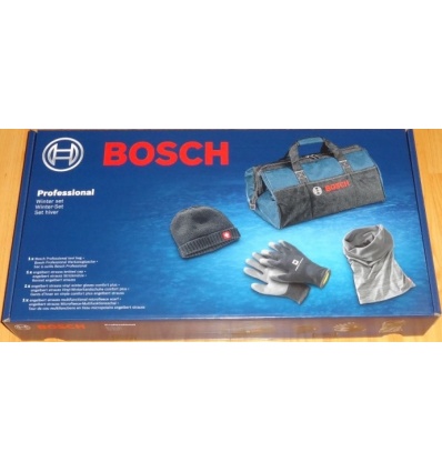 Kit hiver Bosch bonnet gants sac tour de cou sac à outils