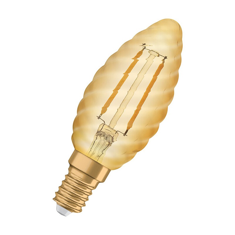 Ampoule LED Vintage 1906 flamme torsadée fil or 15W E14 - Le Temps des  Travaux