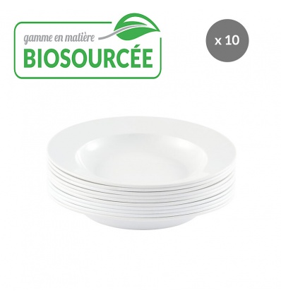 Assiettes biosourcées lot de 10 blanc