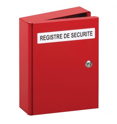 Coffret métallique pour registre de sécurité finition rouge RAL 3000 H 353 x l 258 x P 78 mm