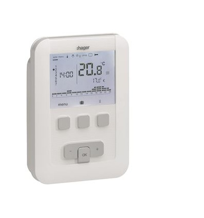 Thermostat ambiance programmable digital chauf eau chaude 2 fils sur 7j à piles