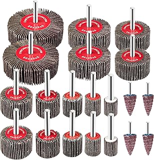 Fousenuk 20 pièces Roue à Lamelles, Abrasif Roue avec 10 Tailles Différentes pour Outils Rotatifs de Polissage avec Tige, Disque de Meulage pour le Meulage de Polissage, Ponçage