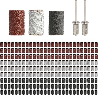 Kit Tambours de Ponçage 248 Pièces, Embout Emeri, Bandes Abrasives 80/120/180 Grains, Accessoires pour Bois, Métal, Bricolage, Compatible Outils Rotatifs et Perceuses, 2 Mandrins Inclus